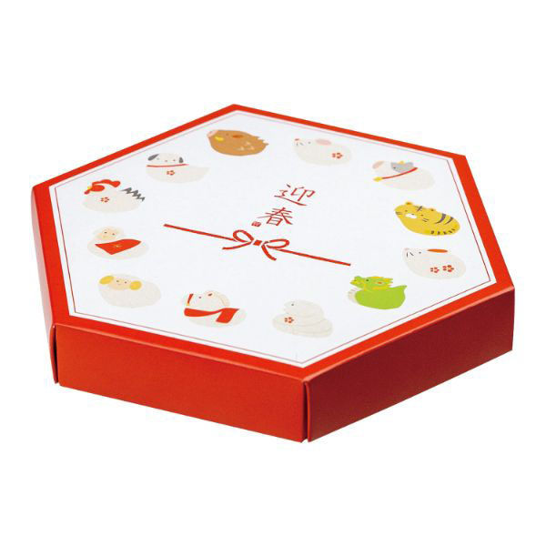 レビュー高評価商品 ギフト箱 ヤマニパッケージ 19-1323 1袋(100個 六角BOX迎春 絵画
