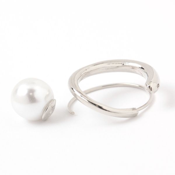【激安通販オンラインショップ】 LAKOLE/ラコレ】 スパイラルパールキャッチピアス シルバー アクセサリー