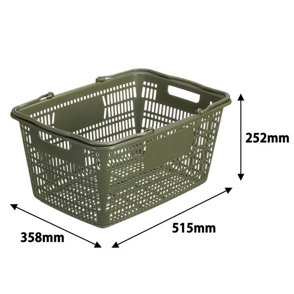 現場のチカラ 買い物カゴ 28.8L 幅515×奥行358×高さ252mm カーキ 1個