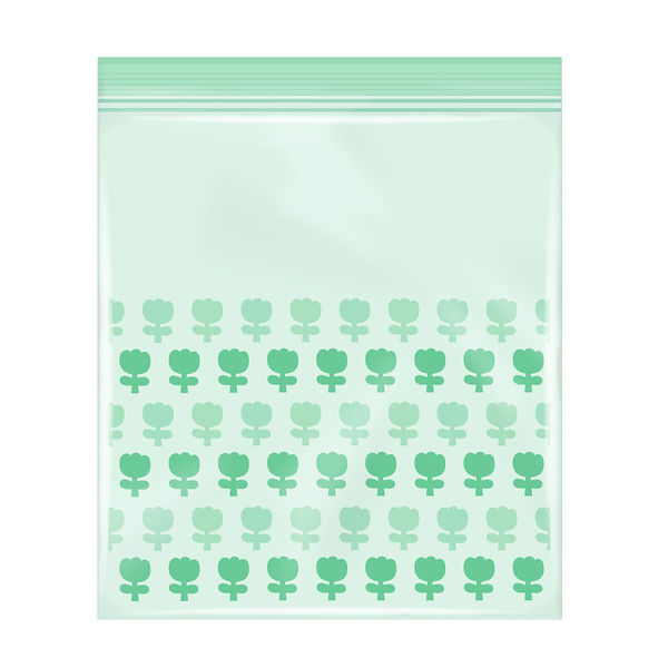 プラスプラス カラーデザインジッパーバッグ ML 25×28cm グリーン 冷凍