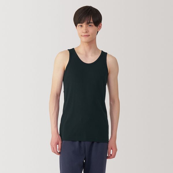SHARE SPIRIT HOMME 総柄タンクトップ コットン ×リネン L アソートリブタンクトップ