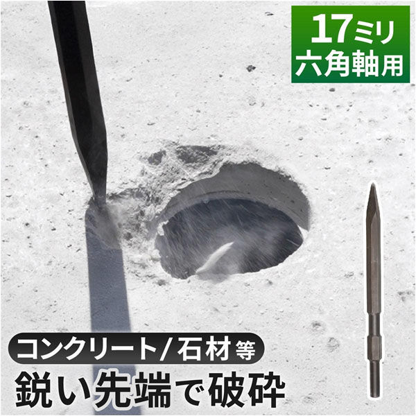 カクダイ ブルポイント 電動ハンマー用 先端工具 六角軸17ミリ