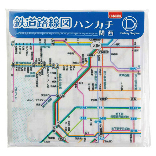 東京カートグラフィック 鉄道路線図 ハンカチ 関西 日本語 RHKJ 1枚