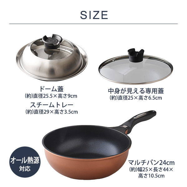 アーネスト 4点セット マルチパン 24cm 蓋 蒸し器 IH ガス火対応 Aー