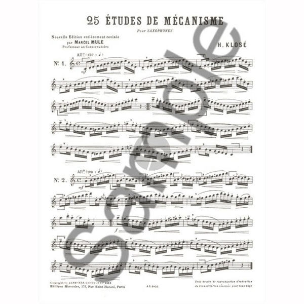 ALPHONSE LEDUC クローゼ:25のメカニズムの練習曲 (SAX ETUDE