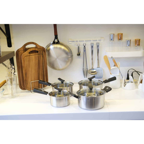 ステンレス製両手鍋 18cm ガラス蓋付き*3 パール金属 両手鍋 18cm IH対応 チーノ ステンレス製 3層底