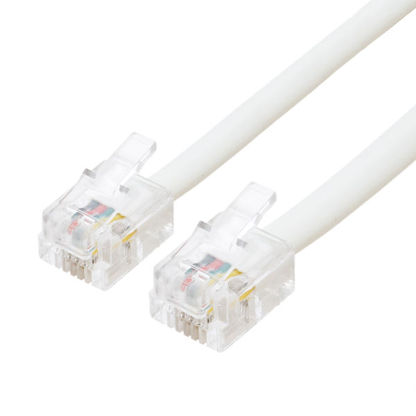 ナカバヤシ 6極4芯 電話機コード 20m ホワイト DCー420/WH 1本