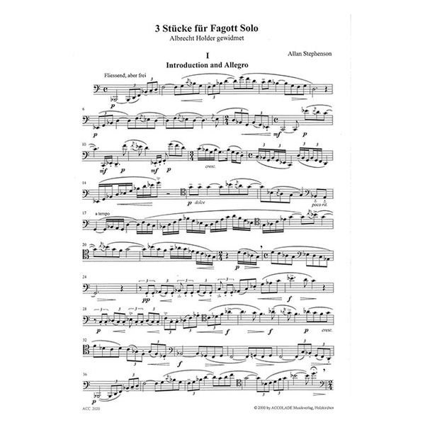 ステファンソン:無伴奏ファゴットのための3つの小品 (FAGOTT SOLO