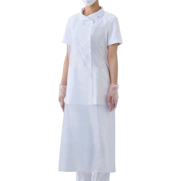 オオサキメディカル プラスチックエプロン 袖なし ホワイト