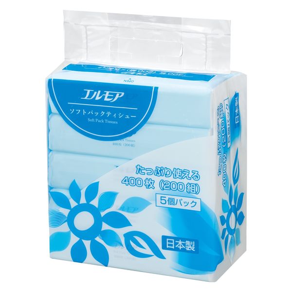 ティッシュペーパー 200組 1セット（5個入×18）エルモア ソフトパック