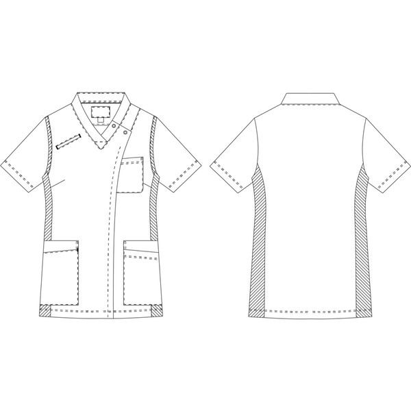 KAZEN レディススクラブ(前開き) 972-47 M 1枚 スクラブ（直送品