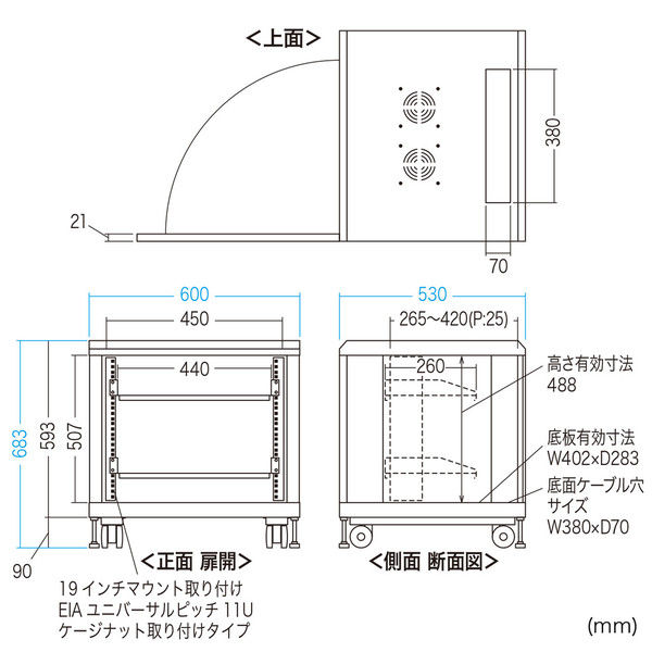 2022年製 サンワサプライ 19インチマウントBOX CP-SVCBOX2 CP-SVCBOX2 サンワサプライ 19インチマウントボックス 11Uの通販