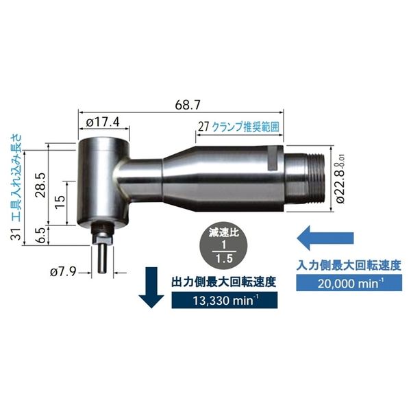 ナカニシ NSK アストロ 90 ?アングルスピンドル(1075) RAー200 RA-200 1個（直送品） - アスクル