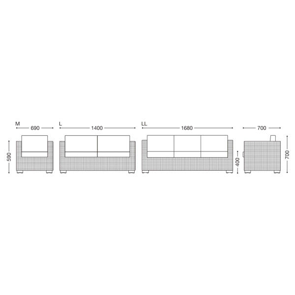 車上渡し】桜屋工業 RESTAREA 屋外設置可 ロードス ソファ LL 3人掛 幅1680mm ダークブラウン×カーキ 1台（直送品） - アスクル