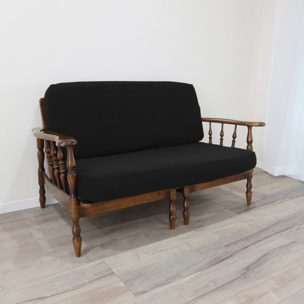 加栄レース ソファカバー 2人掛け用 セパレートタイプ 撥水加工 2枚組 ブラック 469445 1個（直送品）