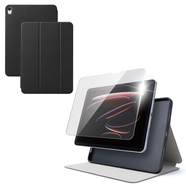 エレコム 11インチiPad Air(M4/M3/M2) ガラスフィルム付 衝撃吸収