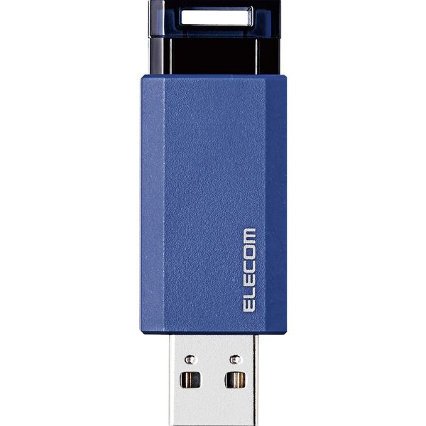 USBメモリ 128GB ノック式 USB3.1(Gen1)対応 ブルー MF-PKU3128GBU エレコム 1個