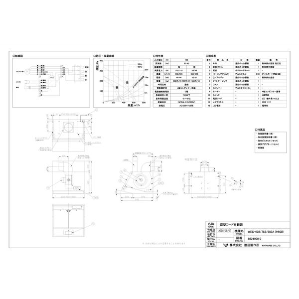 深型レンジフード 未使用 幅750 渡辺製作所 WAS-75AK（H300） Amazon.co.jp: 渡辺製作所 深型レンジフード [WAS-75AK(H300)] : DIY