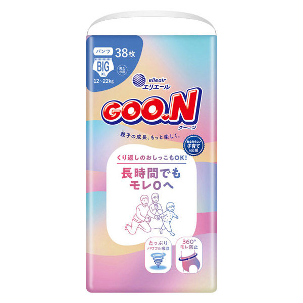 グーン おむつ パンツ BIG（12～22kg）1セット（38枚入×3パック）長