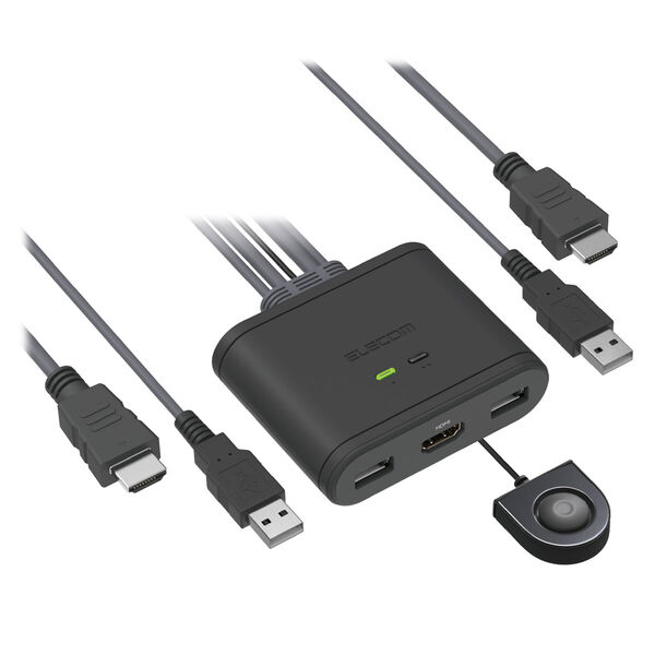 パソコン切替器 KVN切替器 ケーブル一体型 2台切替 HDMI WUXGA/60Hz