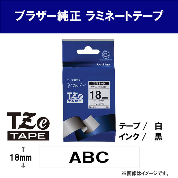 ブラザー ラミネートテープカセット５本入白テープ黒字１８ｍｍ TZe