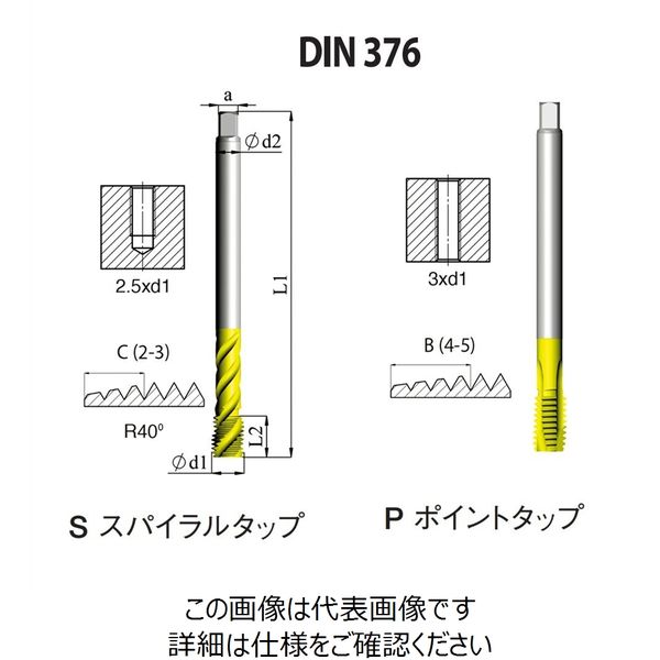 DIN 一般用ポイントタップ（ISO・メートル寸法・並目） 【PD1BM10X1