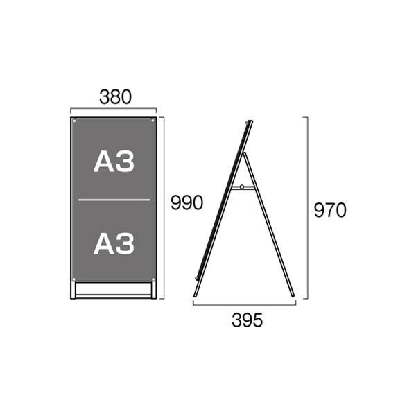 常磐精工 ポスター用スタンド看板 Ａ１ハーフ 片面 面ブラック