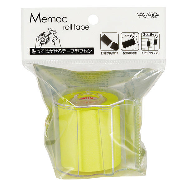 ヤマト メモックロールテープ 蛍光 レモン 50mm幅 カッター付 RK-50CH-LE 1セット(1個×12) - アスクル