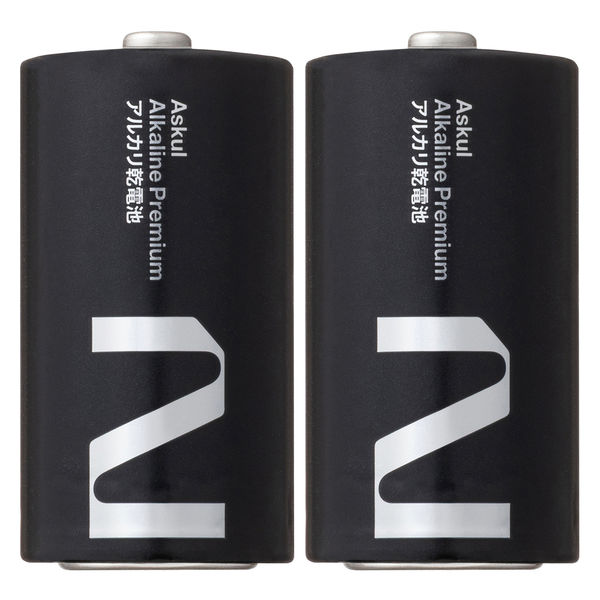 アスクル アルカリ乾電池 プレミアムロング 単2形 単2 単二 LR14 