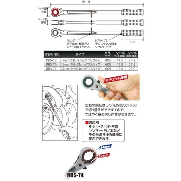 農機用爪交換レンチ RBS-T4 1個 スエカゲツール（直送品） - アスクル