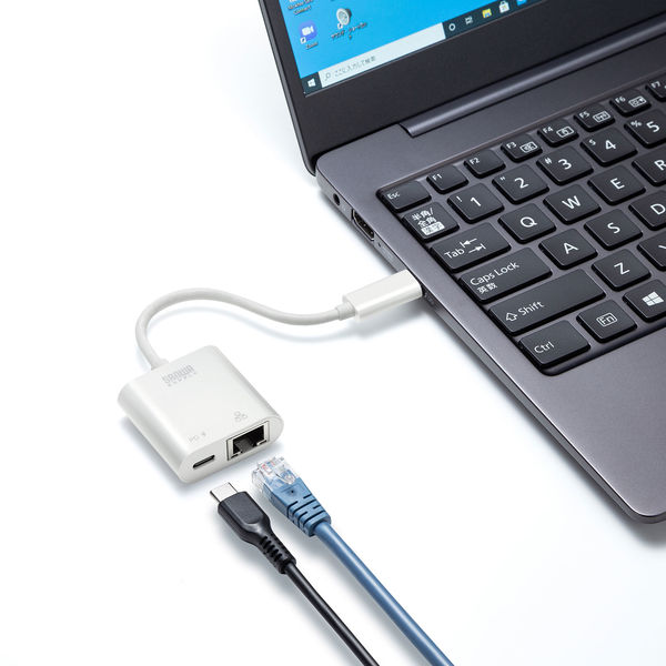 サンワサプライ USB3.2 TypeC-LAN変換アダプタ(PD対応・ホワイト) USB 