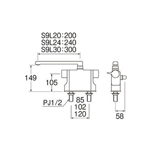 SANEI サーモデッキシャワー混合栓 SK7810-S9L24 1個（直送品） - アスクル