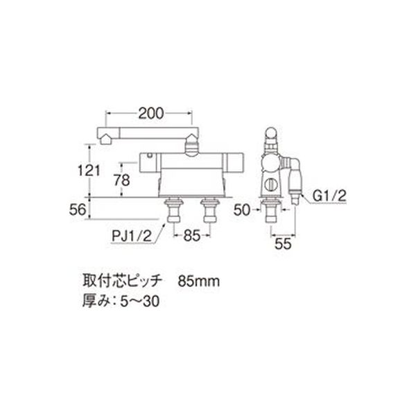 SANEI サーモデッキシャワー混合栓 SK7850DT2-13 1個（直送品） - アスクル