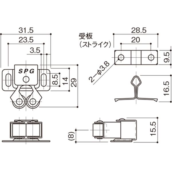 サヌキ ユニクロ ローラーキャッチ 中 小袋入 R320 1箱（60個入