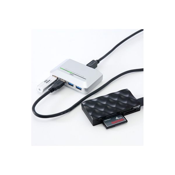 サンワダイレクト USB3.0ハブ（4ポート・セルフパワー＆バスパワー・シルバー） 400-HUB020SV 1個（直送品）