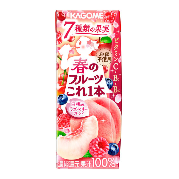 カゴメ 春のフルーツこれ一本 白桃＆ラズベリーブレンド 200ml 1箱（24