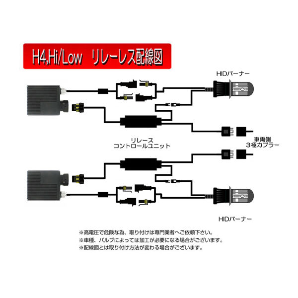 オートエッジ H4 （Hi/Low） HIDセット 35W 6000ケルビン H-SH0435 ...