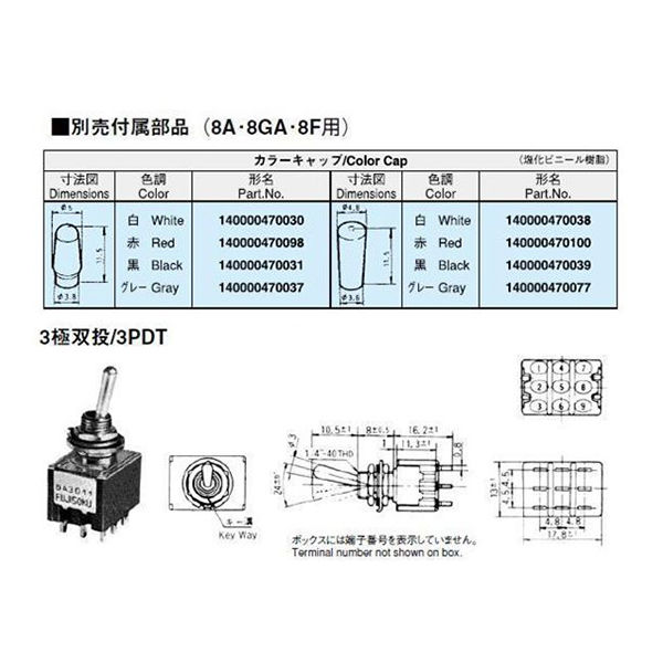 日本電産コパル電子 スタンダードトグルスイッチ 8A3012-Z 1個 63-3136-65（直送品） - アスクル