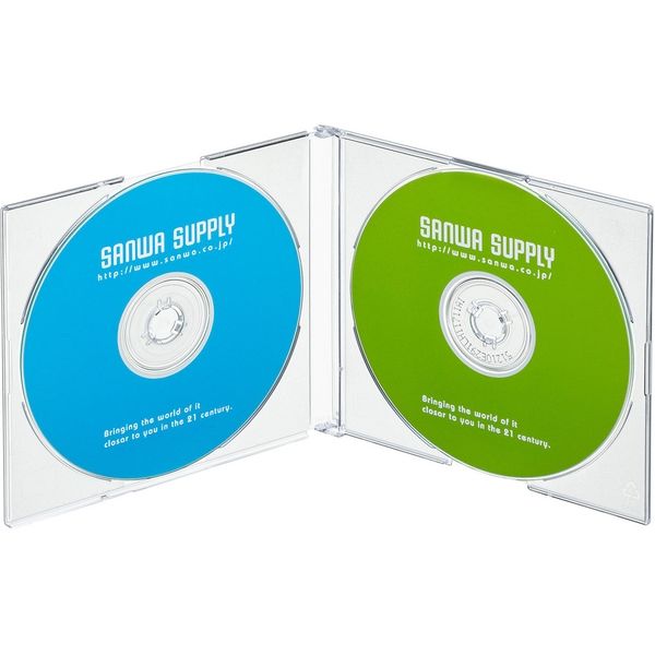 サンワサプライ ブルーレイ DVD CDケース 2枚収納スリムタイプ 10枚セット クリア FCD-PUW10CL（直送品） - アスクル