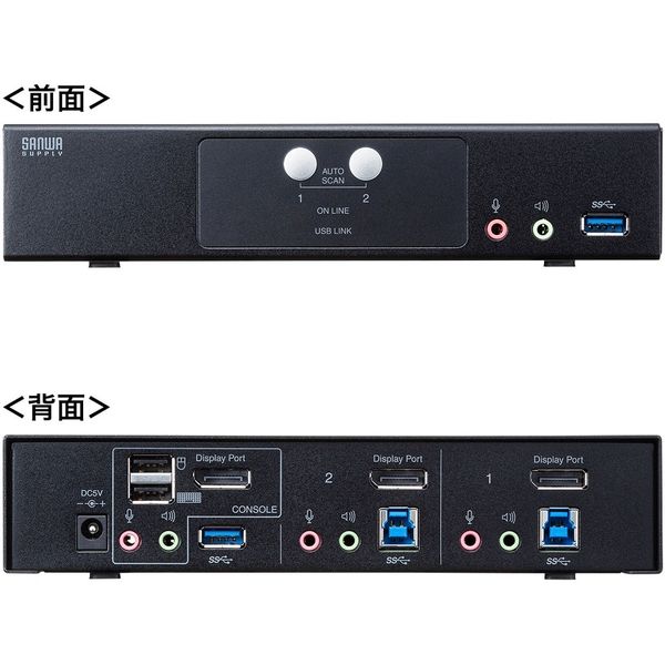 サンワサプライ DisplayPort対応パソコン自動切替器(2:1) SW-KVM2HDPU