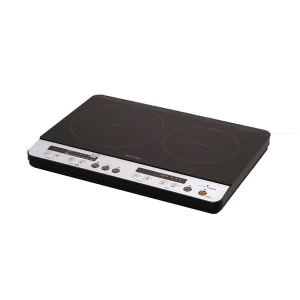 2口IHコンロ アイリスオーヤマ 2口IHコンロ IHK-W12-B（572248）（直送品） - アスクル