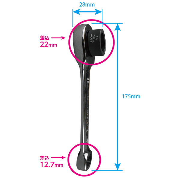 JTC 超ショートソケット&ラチェットセット JTCJ415M 1個(直送品 JTC 超ショートソケット&ラチェットセット JTCJ415M 1個(直送品