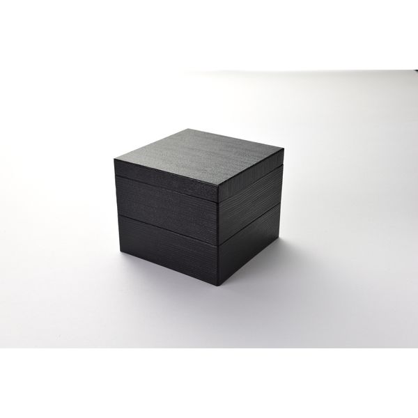 瑞光明 料理・弁当箱 結シリーズ 4.5寸角 黒漆 1-1カップ付