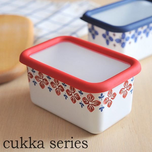 富士ホーロー ほうろう製 cukka 深型角容器S レッド CU-DS・R 4個