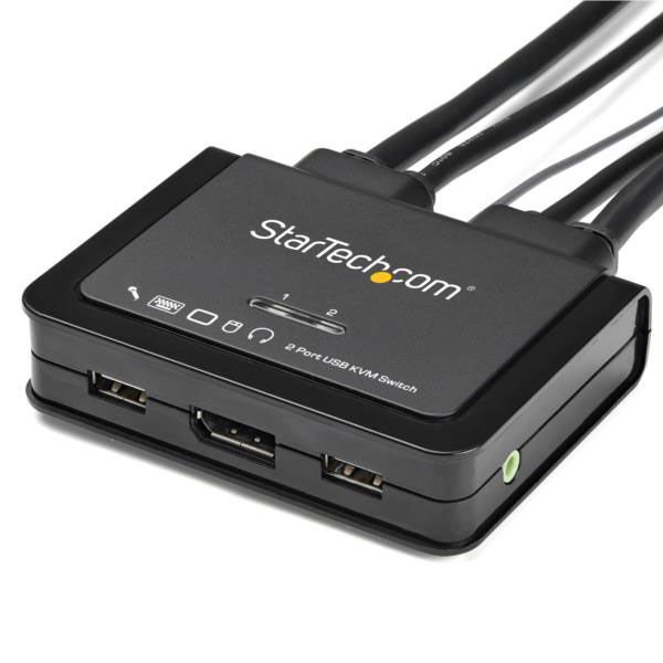 StarTech.com SV211DPUA4K ケーブル一体型 2ポートUSB DisplayPort KVMスイッチ 4K/60Hz対応CPU切替器