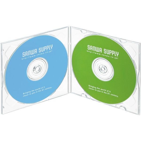 サンワサプライ Blu-ray・DVD・CDケース 2枚収納ソフトタイプ 10枚セット FCD-PSW10CL 1個