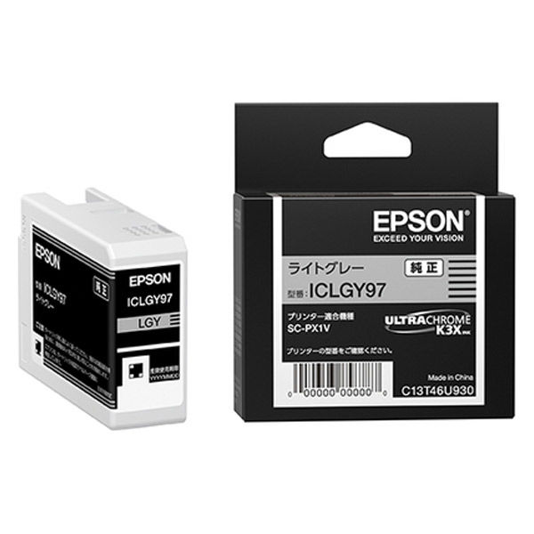 エプソン（EPSON） 純正インク ICLGY97 ライトグレー 1個 - アスクル