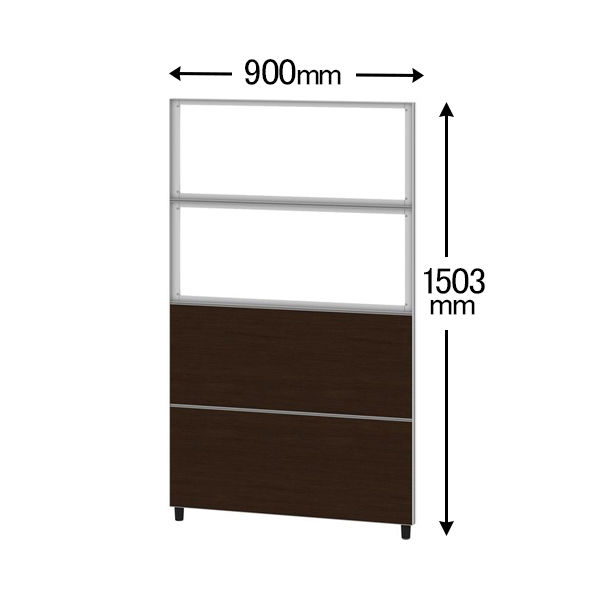 サンテック CFパネル 上二段クリアコンビパネル ウォルナット 高さ1503×幅900mm CF-0915MCC2  （飛沫防止・飛沫対策）1枚（取寄品） - アスクル