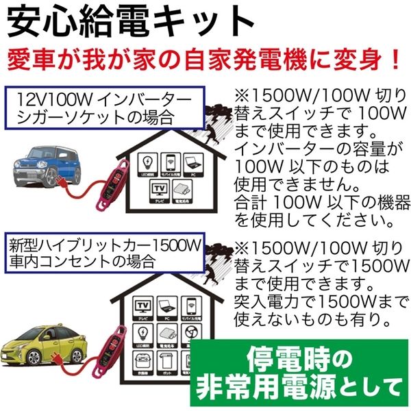 あかりみらい 安心給電キット 延長コード 電線長10m ANQ-102D-SW 車