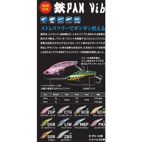 ジャクソン 鉄PANバイブ 5g GCB グローチャートベイト JS-4252091 1本